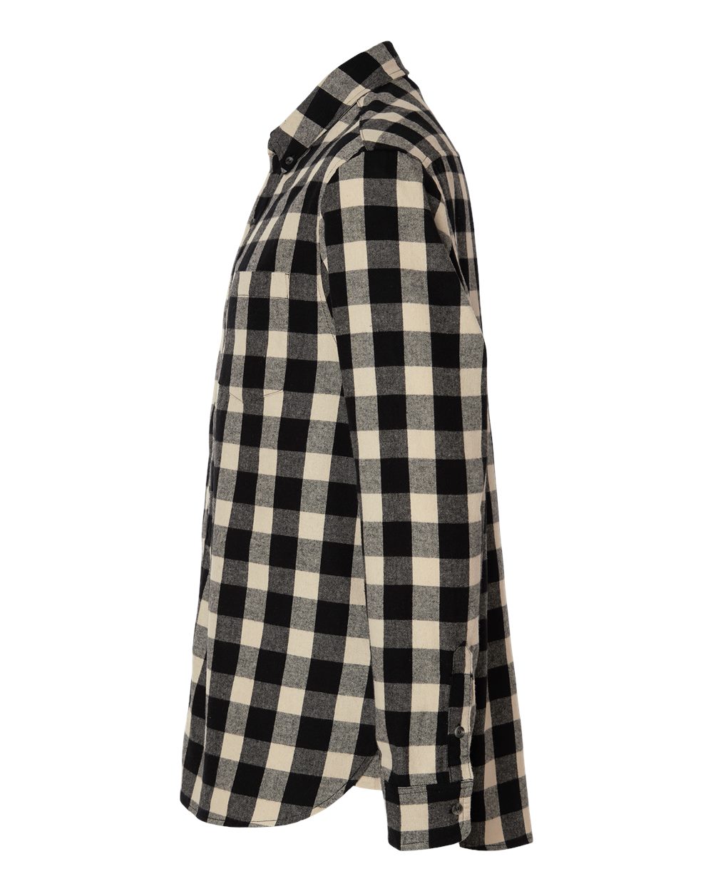 Men's Flannel Button Down Shirt - DirectSide - B22803103 - Black/ Ecru Buffalo Plaid