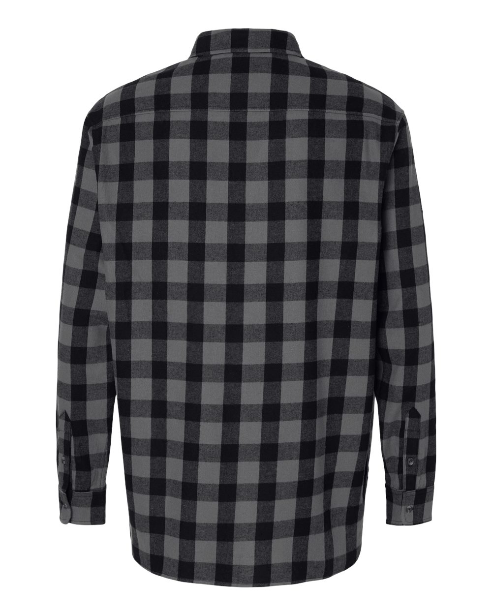 Men's Flannel Button Down Shirt - Back - B22803583 - Charcoal/ Black Buffalo