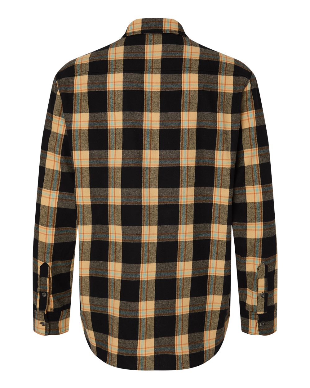 Men's Flannel Button Down Shirt - Back - B22803243 - Dark Khaki Plaid