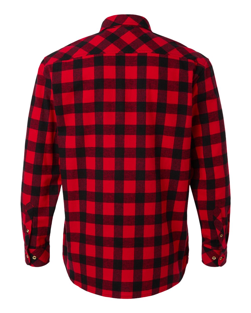 Men's Flannel Button Down Shirt - Back - B22803183 - Red/ Black Buffalo