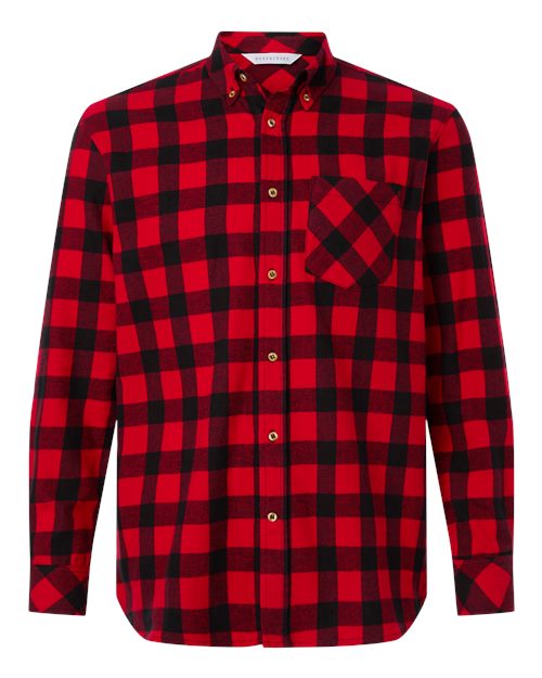 Men's Flannel Button Down Shirt - Front - B22803183 - Red/ Black Buffalo