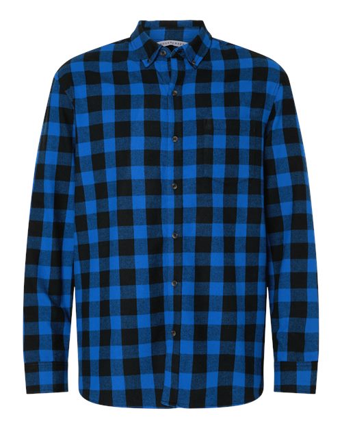 Men's Flannel Button Down Shirt - Front - B22803203 - Royal/ Black Buffalo