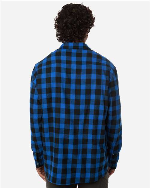 Men's Flannel Button Down Shirt - OnModelBack - B22803203 - Royal/ Black Buffalo