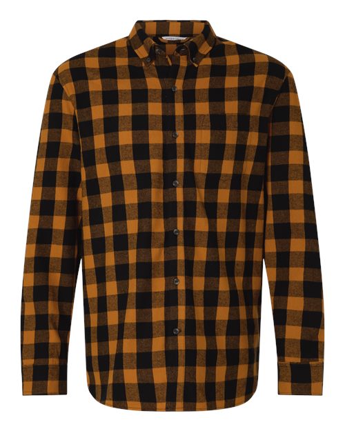 Men's Flannel Button Down Shirt - Front - B22803603 - Tobacco/ Black Buffalo