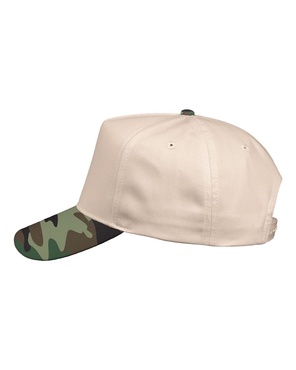 Five-Panel Twill Cap - DirectSide - B27795960 - Natural/ Camo Green