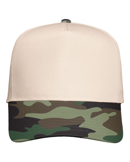 Five-Panel Twill Cap - Front - B27795960 - Natural/ Camo Green