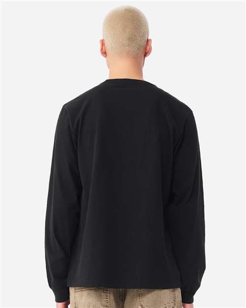 Unisex Heavyweight Garment-Dyed Long Sleeve Tee - OnModelBack - B08406502 - Black