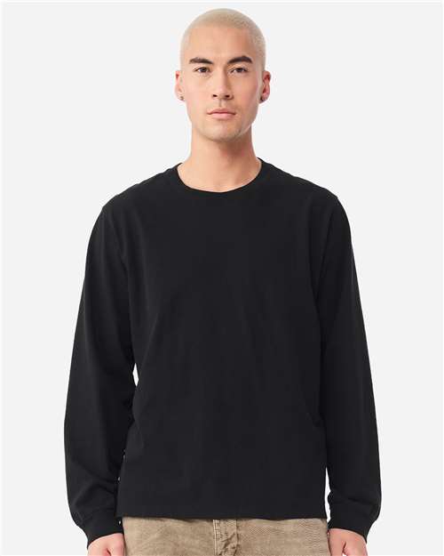 Unisex Heavyweight Garment-Dyed Long Sleeve Tee - OnModelFront - B08406502 - Black