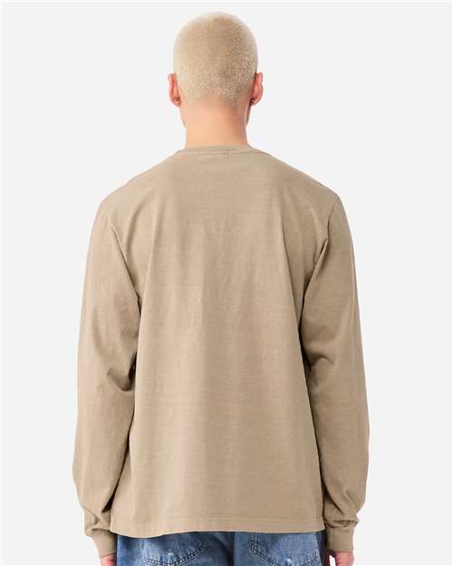 Unisex Heavyweight Garment-Dyed Long Sleeve Tee - OnModelBack - B08406242 - Khaki