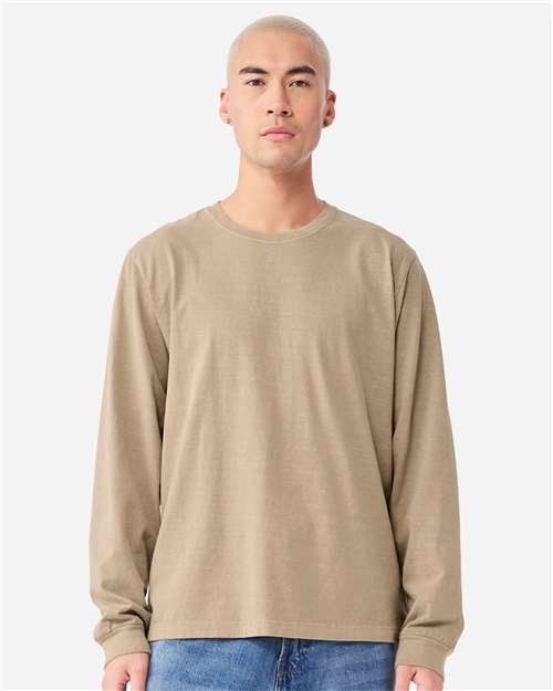 Unisex Heavyweight Garment-Dyed Long Sleeve Tee - OnModelFront - B08406242 - Khaki