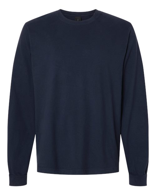 Unisex Heavyweight Garment-Dyed Long Sleeve Tee - Front - B08406652 - Navy
