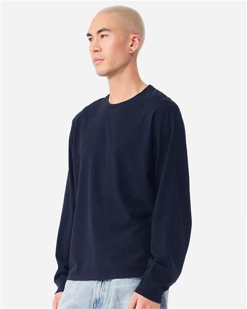 Unisex Heavyweight Garment-Dyed Long Sleeve Tee - OnModelSide - B08406652 - Navy