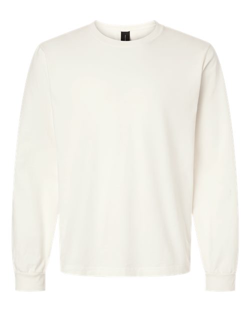Unisex Heavyweight Garment-Dyed Long Sleeve Tee - Front - B08406002 - Vintage White