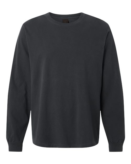 Unisex Heavyweight Garment-Dyed Long Sleeve Tee - Front - B08406102 - Washed Black