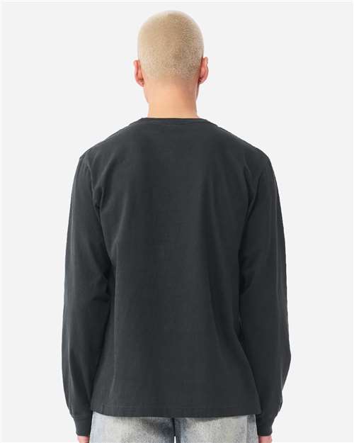 Unisex Heavyweight Garment-Dyed Long Sleeve Tee - OnModelBack - B08406102 - Washed Black