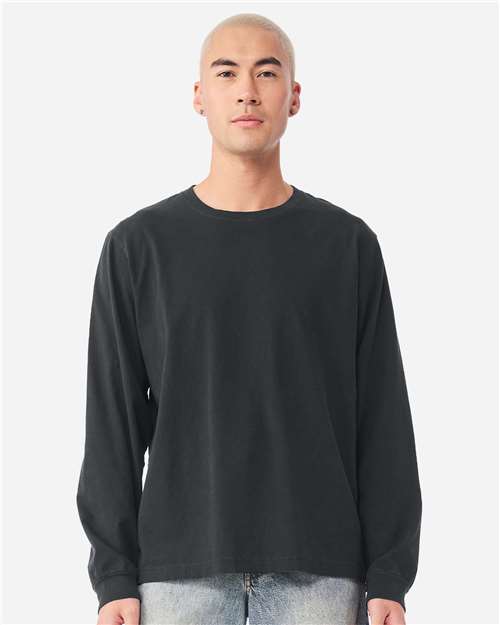 Unisex Heavyweight Garment-Dyed Long Sleeve Tee - OnModelFront - B08406102 - Washed Black