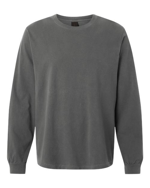 Unisex Heavyweight Garment-Dyed Long Sleeve Tee - Front - B08406592 - Washed Charcoal