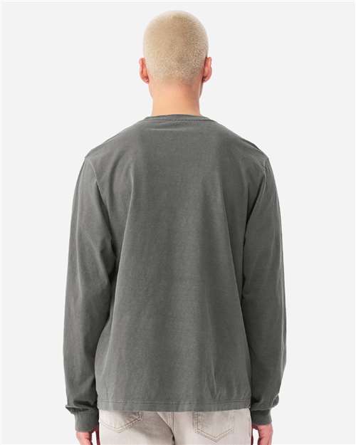 Unisex Heavyweight Garment-Dyed Long Sleeve Tee - OnModelBack - B08406592 - Washed Charcoal