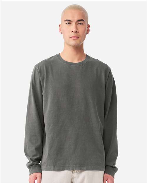Unisex Heavyweight Garment-Dyed Long Sleeve Tee - OnModelFront - B08406592 - Washed Charcoal