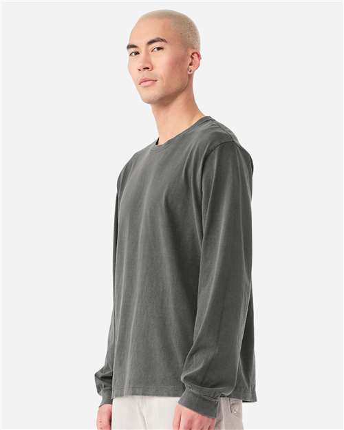 Unisex Heavyweight Garment-Dyed Long Sleeve Tee - OnModelSide - B08406592 - Washed Charcoal