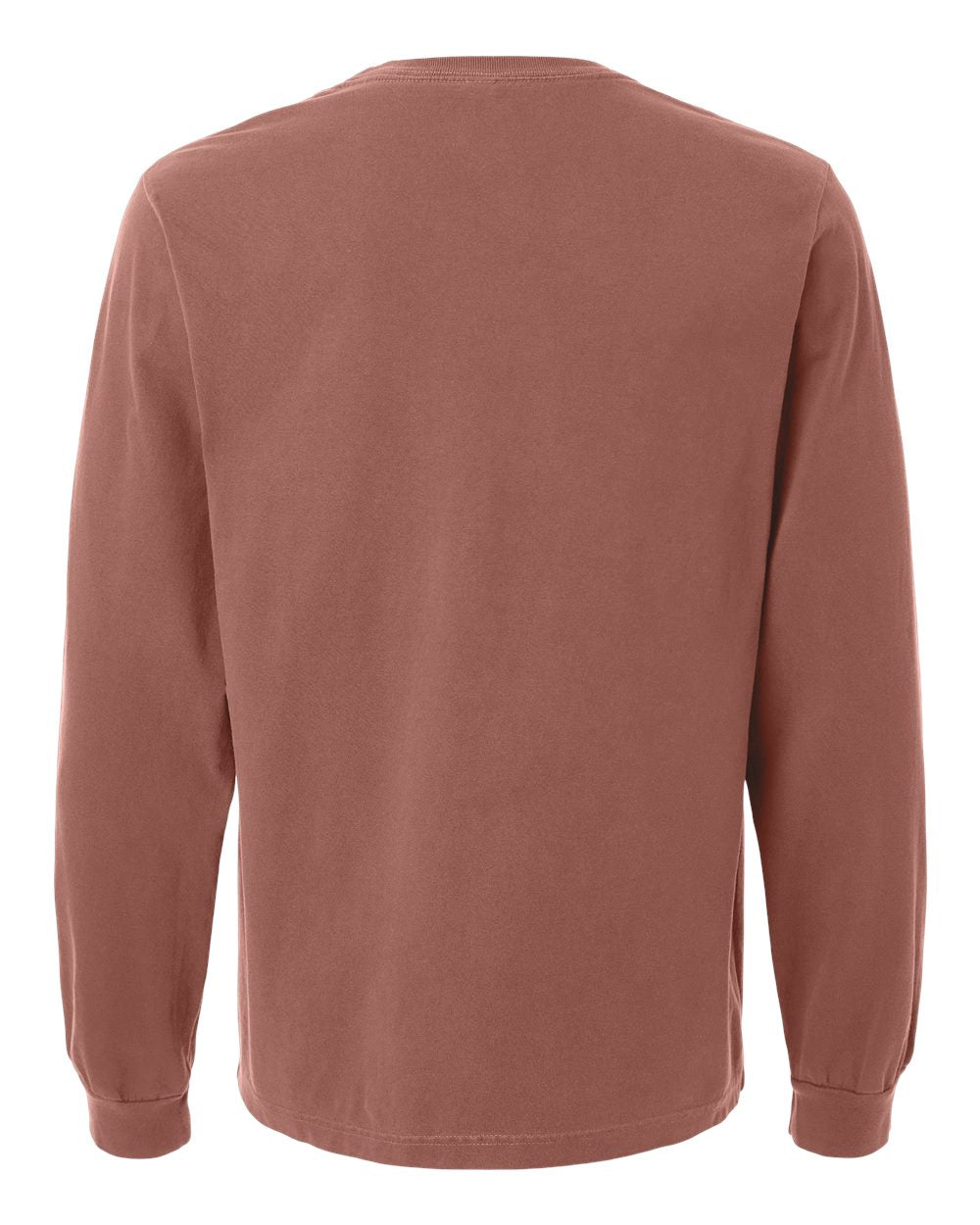 Unisex Heavyweight Garment-Dyed Long Sleeve Tee - Back - B08406602 - Washed Chestnut