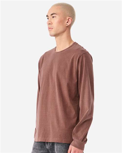 Unisex Heavyweight Garment-Dyed Long Sleeve Tee - OnModelSide - B08406602 - Washed Chestnut