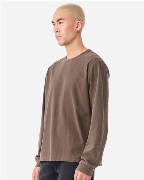 Unisex Heavyweight Garment-Dyed Long Sleeve Tee - OnModelSide - B08406112 - Washed Cocoa