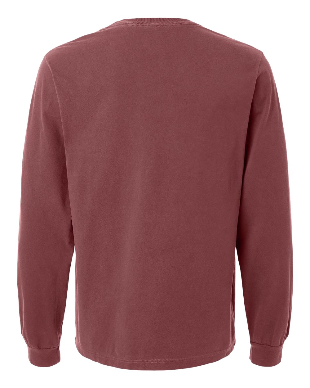 Unisex Heavyweight Garment-Dyed Long Sleeve Tee - Back - B08406532 - Washed Maroon