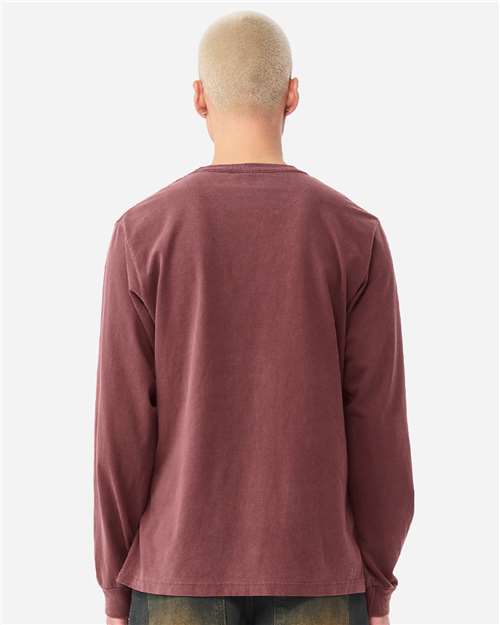 Unisex Heavyweight Garment-Dyed Long Sleeve Tee - OnModelBack - B08406532 - Washed Maroon