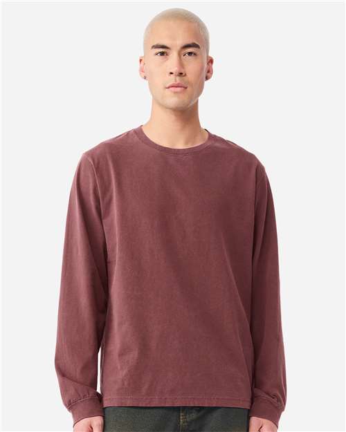 Unisex Heavyweight Garment-Dyed Long Sleeve Tee - OnModelFront - B08406532 - Washed Maroon
