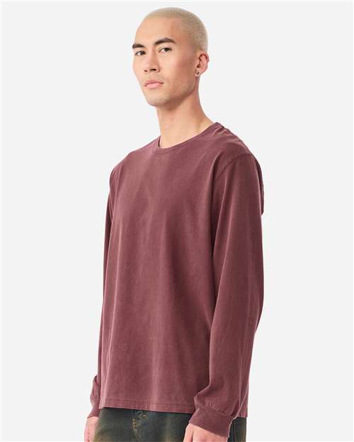 Unisex Heavyweight Garment-Dyed Long Sleeve Tee - OnModelSide - B08406532 - Washed Maroon