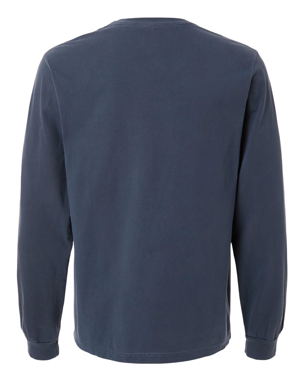 Unisex Heavyweight Garment-Dyed Long Sleeve Tee - Back - B08406122 - Washed Navy