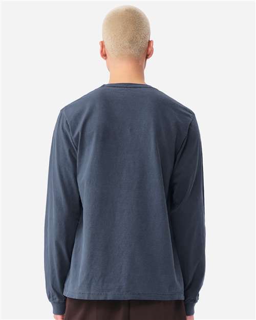 Unisex Heavyweight Garment-Dyed Long Sleeve Tee - OnModelBack - B08406122 - Washed Navy