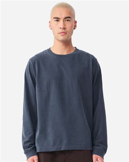 Unisex Heavyweight Garment-Dyed Long Sleeve Tee - OnModelFront - B08406122 - Washed Navy