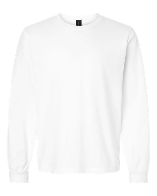 Unisex Heavyweight Garment-Dyed Long Sleeve Tee - Front - B08406132 - White