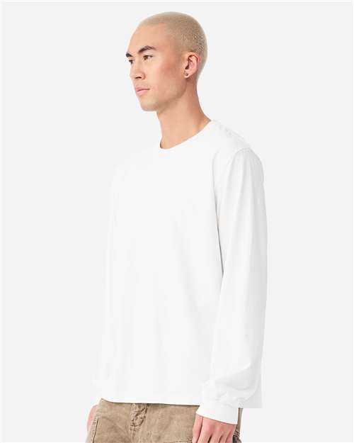 Unisex Heavyweight Garment-Dyed Long Sleeve Tee - OnModelSide - B08406132 - White