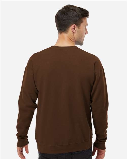 Unisex Fleece Crewneck Sweatshirt - OnModelBack - B10459562 - Brown