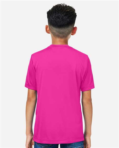 Youth Capital Performance T-Shirt - OnModelBack - B268A7312 - Bright Magenta