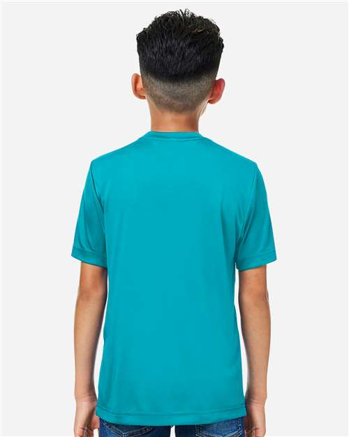 Youth Capital Performance T-Shirt - OnModelBack - B268A7992 - Clear Teal