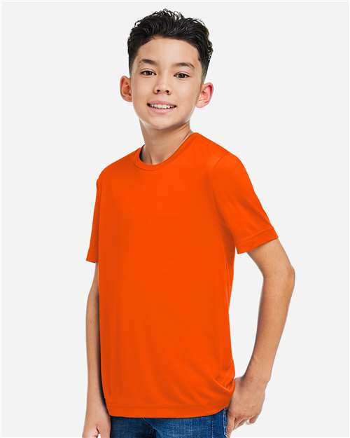 Youth Capital Performance T-Shirt - OnModelSide - B268A7682 - Safety Orange