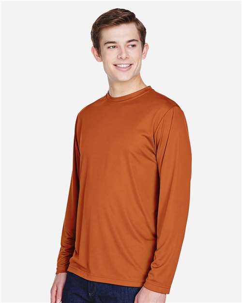 Men's Zone Performance Long Sleeve T-Shirt - OnModelSide - B675D9682 - Sport Burnt Orange