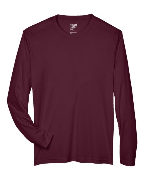 Men's Zone Performance Long Sleeve T-Shirt - Front - B675D9522 - Sport Dark Maroon