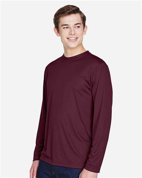 Men's Zone Performance Long Sleeve T-Shirt - OnModelSide - B675D9522 - Sport Dark Maroon