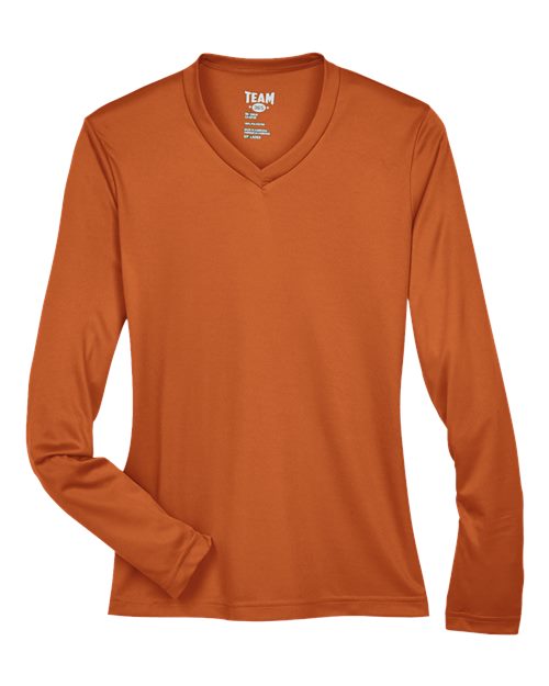Women's Zone Performance Long Sleeve T-Shirt - Front - B681D9642 - Sport Burnt Orange