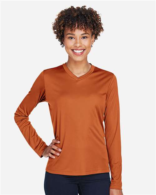 Women's Zone Performance Long Sleeve T-Shirt - OnModelFront - B681D9642 - Sport Burnt Orange