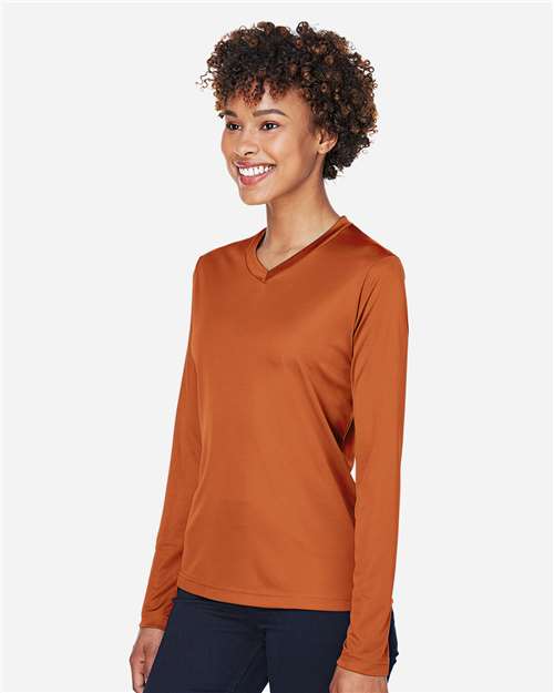 Women's Zone Performance Long Sleeve T-Shirt - OnModelSide - B681D9642 - Sport Burnt Orange