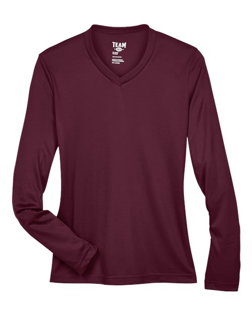 Women's Zone Performance Long Sleeve T-Shirt - Front - B681D9542 - Sport Dark Maroon