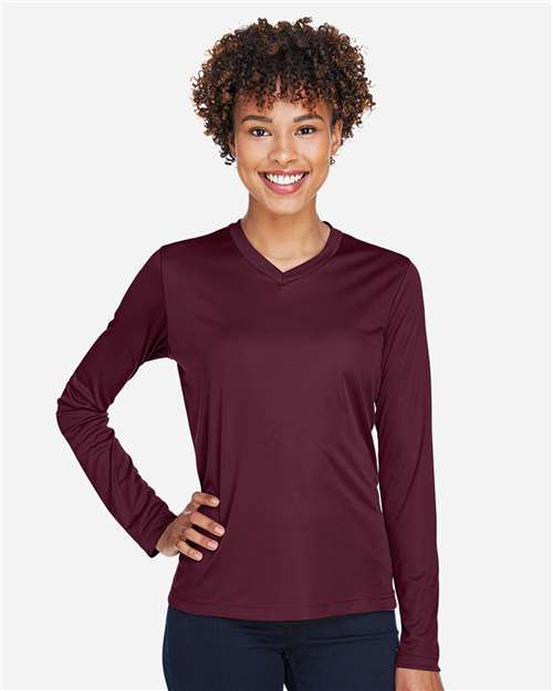 Women's Zone Performance Long Sleeve T-Shirt - OnModelFront - B681D9542 - Sport Dark Maroon