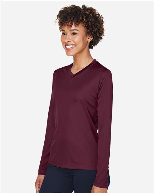 Women's Zone Performance Long Sleeve T-Shirt - OnModelSide - B681D9542 - Sport Dark Maroon