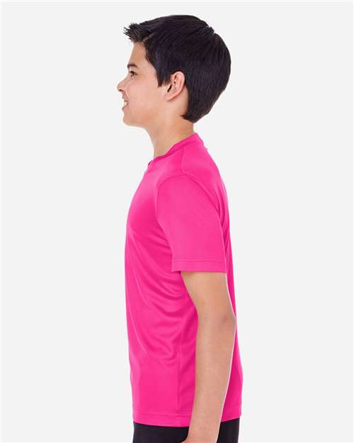 Youth Zone Performance T-Shirt - OnModelSide - B683D9302 - Bright Magenta